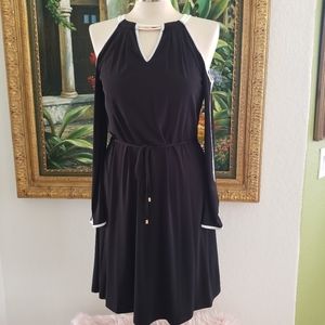 IVANKA TRUMP | Black Cold Shoulder Shift Dress